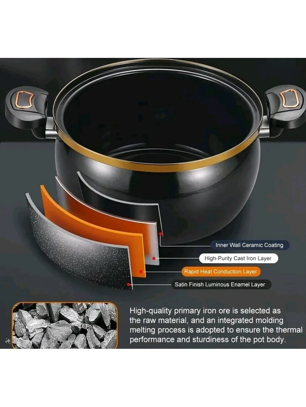 Large capacity stockpot with twist handle for quick cooking Nonstick 8.45 QT